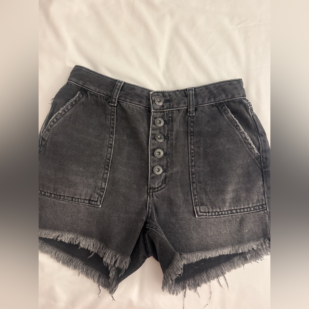 We the Free People Jesse Carpenter Black Jean Shorts Cutoffs Button Fly 25